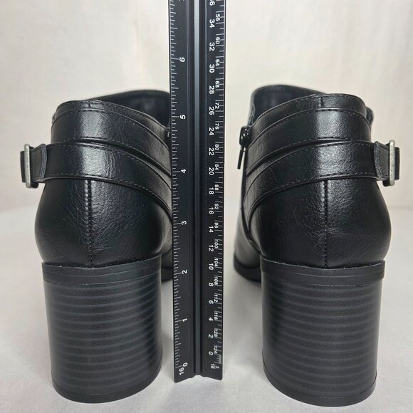 NWT Life Stride Women's Lorelai Block-Heel Black Faux Leather Booties - Picture 5 of 7